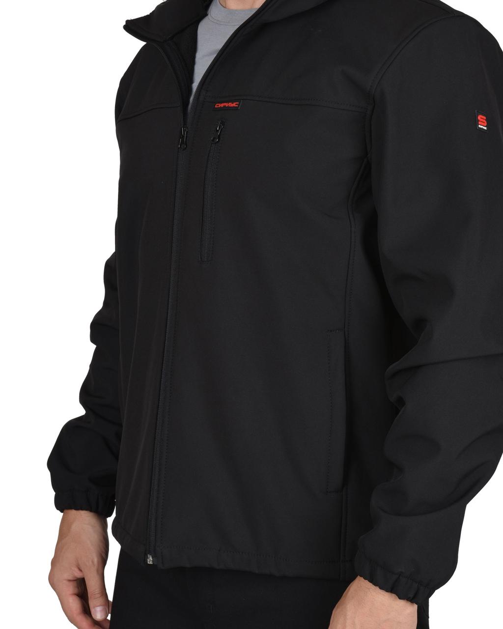 Куртка "СИРИУС-Азов" с капюшоном черный софтшелл пл 350 г/кв.м - фото 1 - id-p127417545