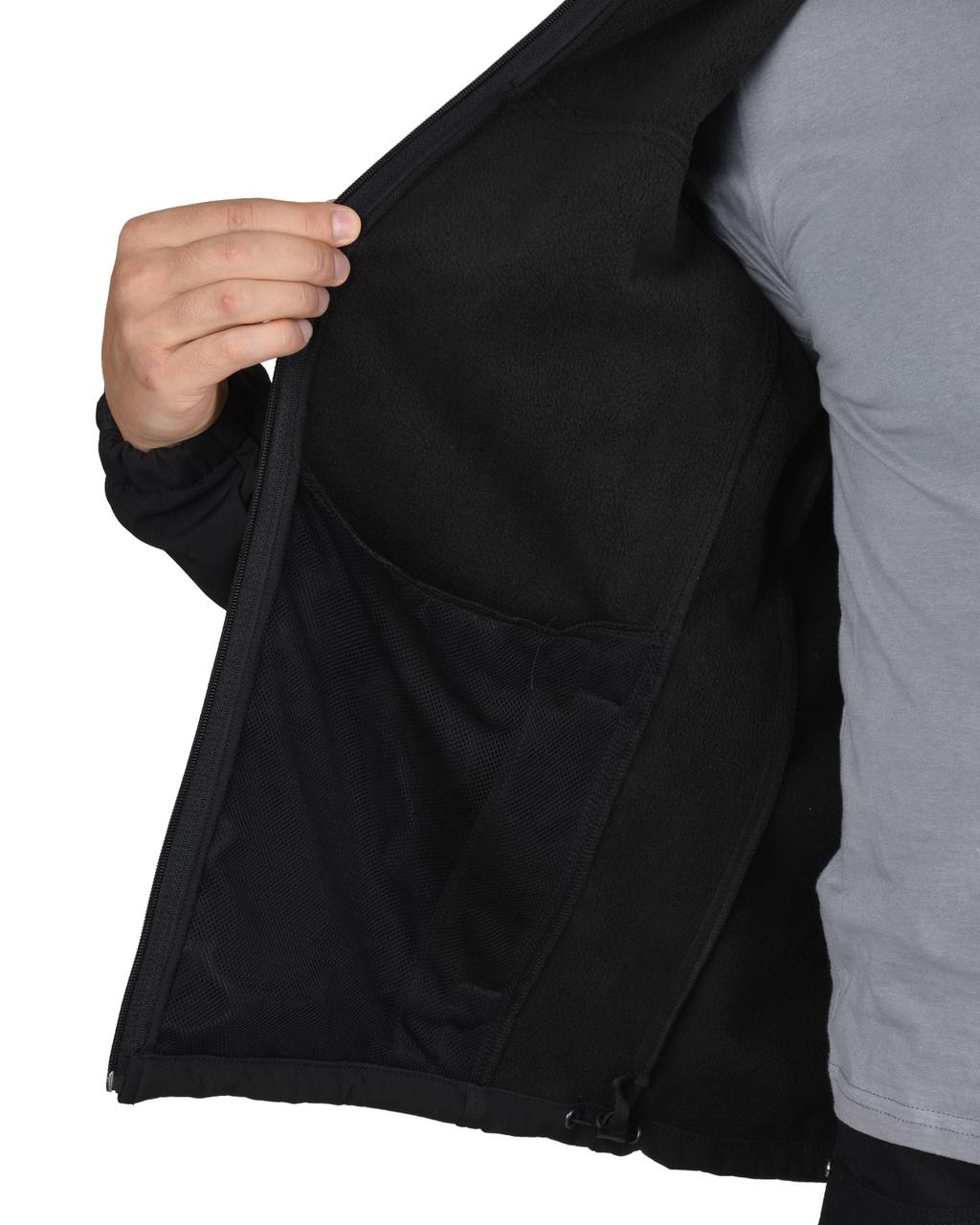 Куртка "СИРИУС-Азов" с капюшоном черный софтшелл пл 350 г/кв.м - фото 4 - id-p127417545
