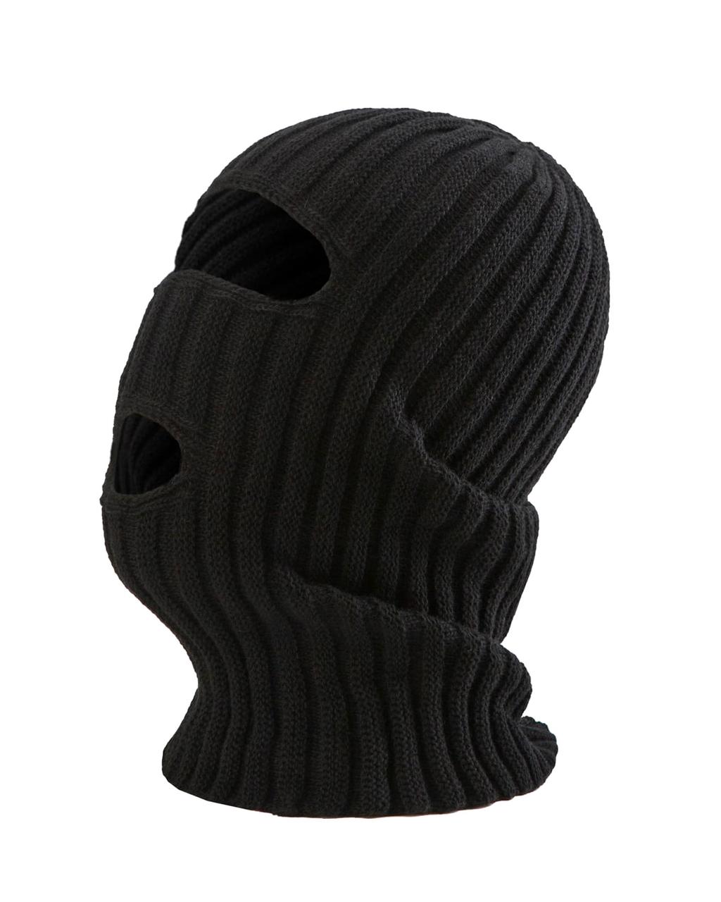 Шапка-маска черная трикотажная 100% акрил - фото 1 - id-p154234963