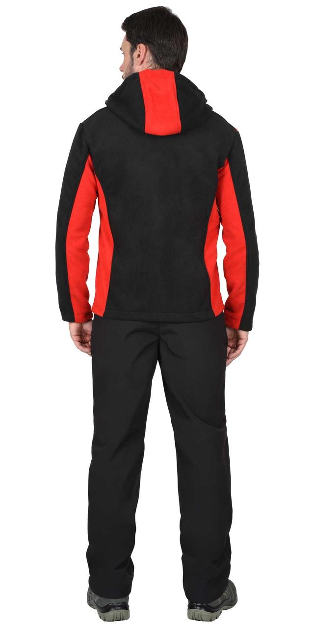 Куртка флисовая "СИРИУС-ТЕХНО" (флис дублированный) черная с красным - фото 2 - id-p154235049