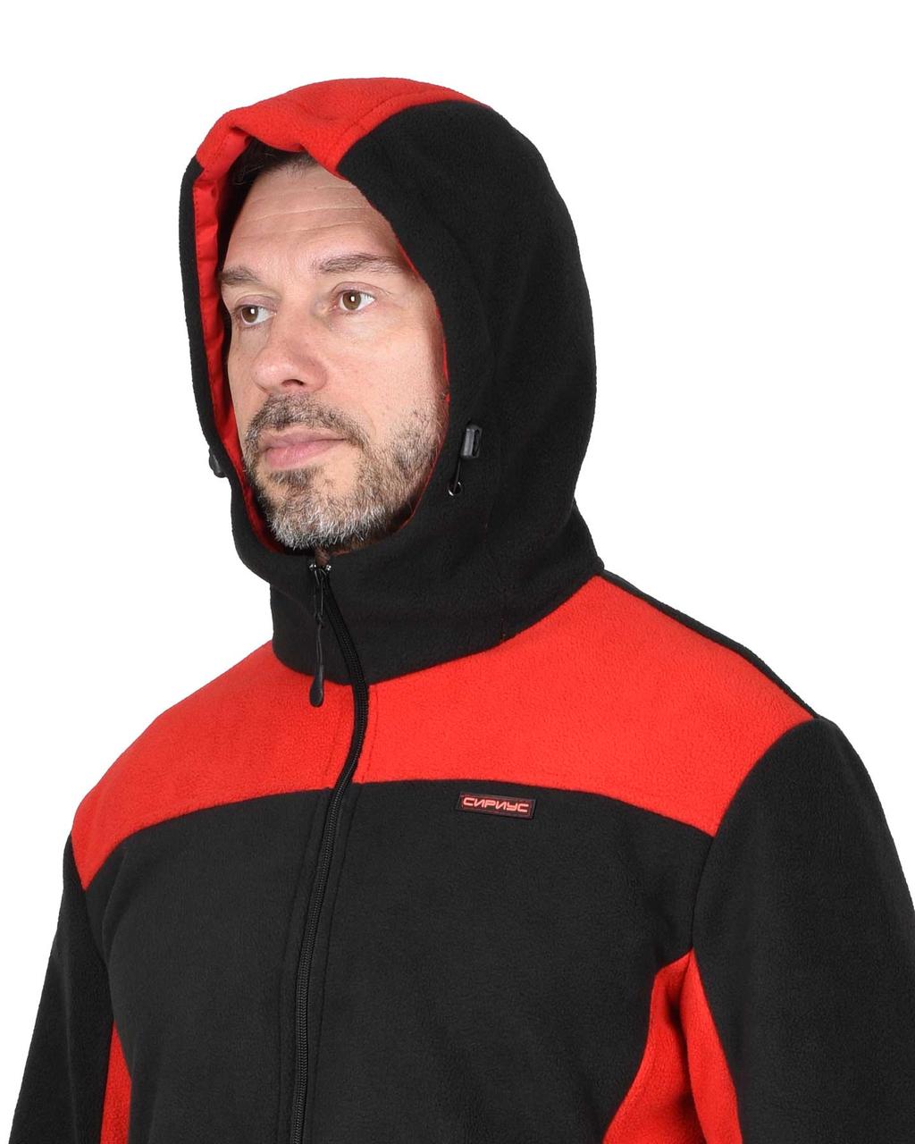 Куртка флисовая "СИРИУС-ТЕХНО" (флис дублированный) черная с красным - фото 4 - id-p154235049