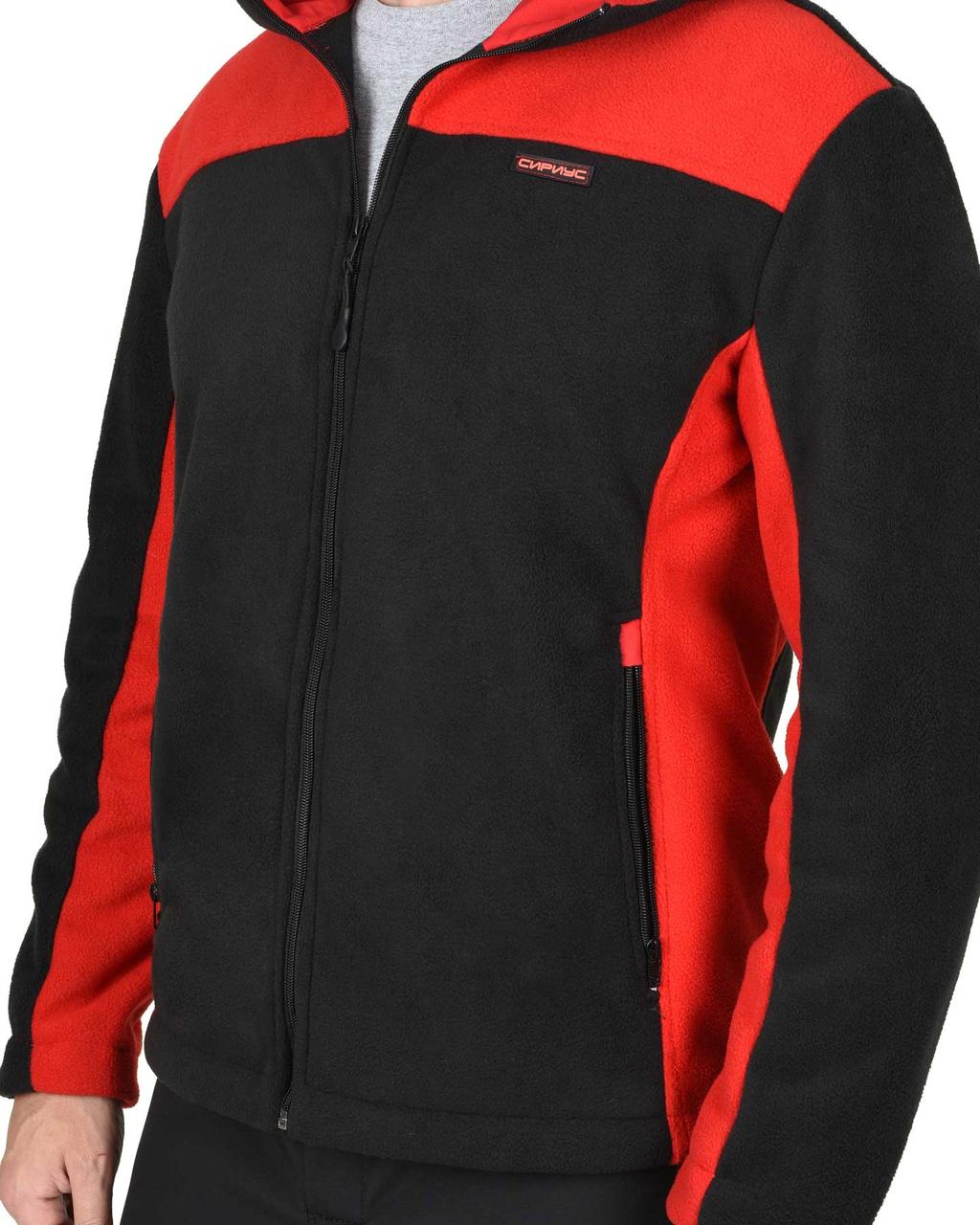 Куртка флисовая "СИРИУС-ТЕХНО" (флис дублированный) черная с красным - фото 5 - id-p154235049