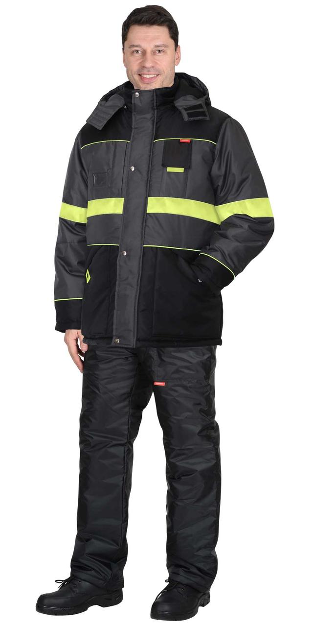 Куртка "СИРИУС-НОРД ДВ" черная с т.серым и лимонным и СОП 50 мм