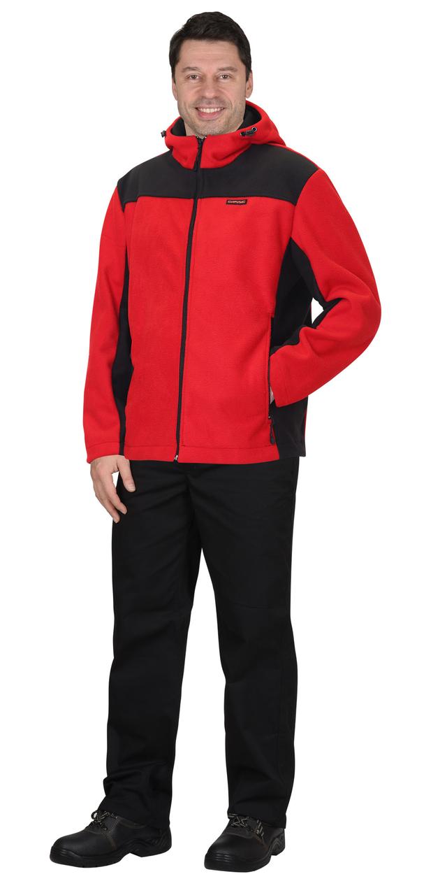Куртка флисовая "СИРИУС-ТЕХНО" (флис дублированный) красная с черным - фото 1 - id-p154235099