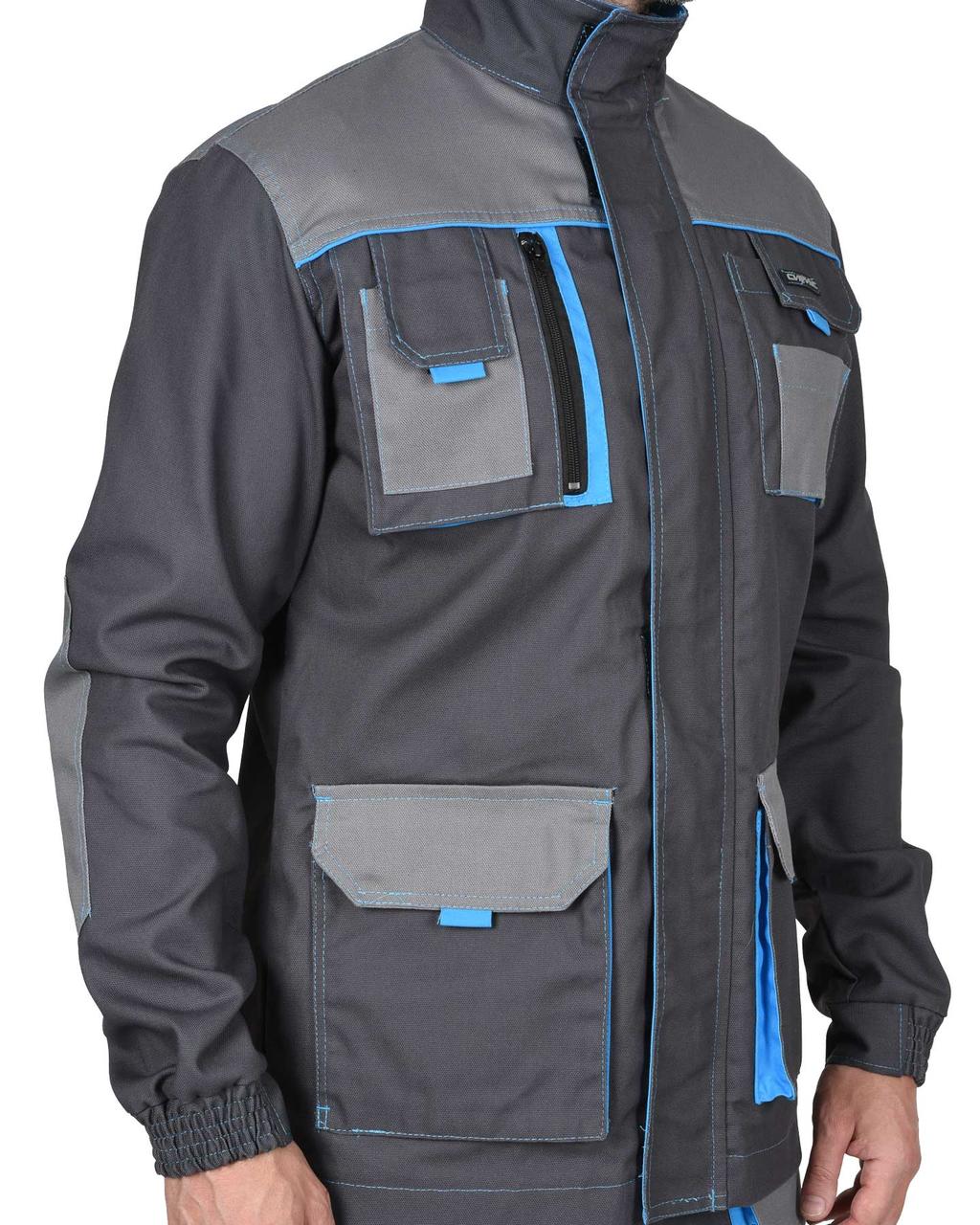 Куртка СИРИУС-ДВИН т.серый со ср.серым и голубой отделкой пл. 275 г/кв.м - фото 5 - id-p135662093