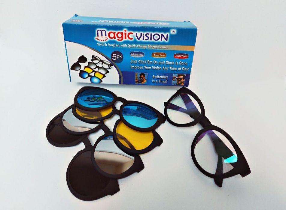 Солнцезащитные антибликовые очки с магнитными насадками 5 в 1 MAGIC VISION - фото 3 - id-p154236934