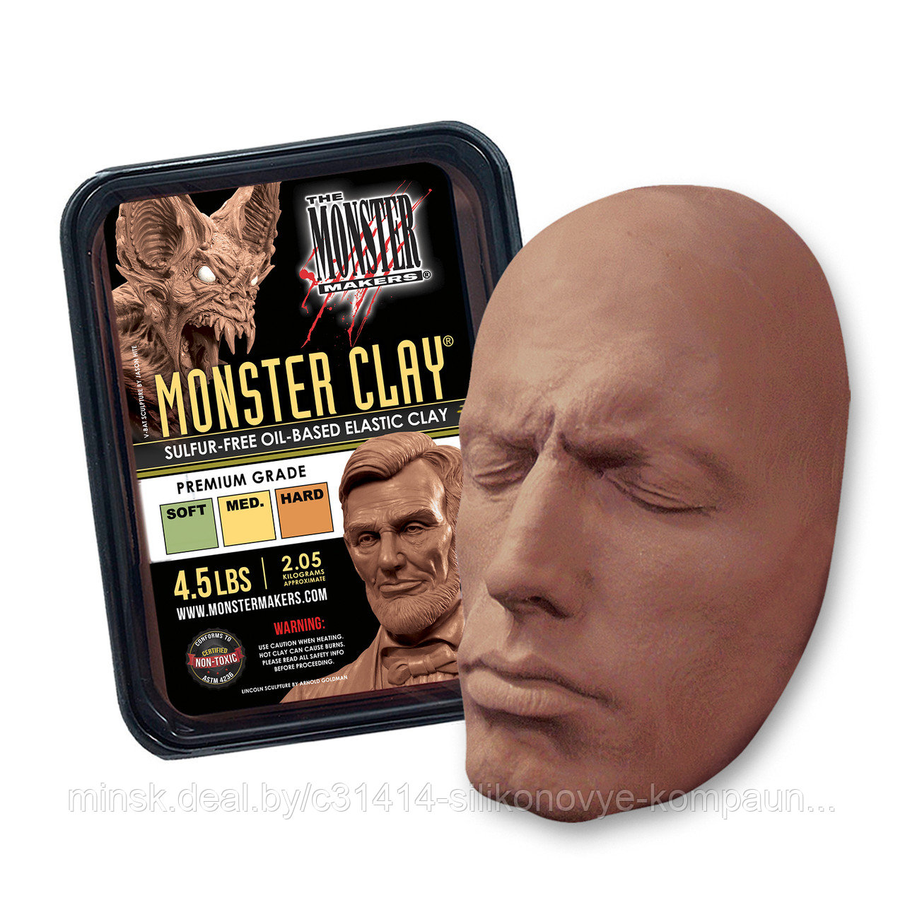 Профессиональный скульптурный пластилин Monster Clay, 2,05кг, коричневый, мягкий - фото 5 - id-p154239527