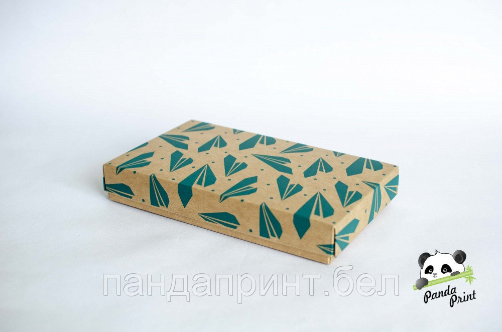 Коробка 120х200х30 Бумажные самолетики на крафте (крафт дно)