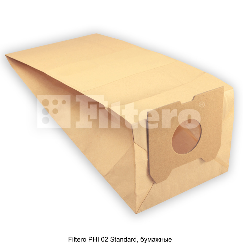 Комплект бумажных пылесборников (4 шт) Filtero PHI 02 (4) Standard, для пылесосов ELECTROLUX, PHILIPS - фото 3 - id-p154244413