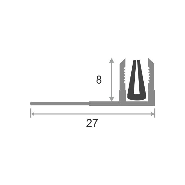 Ответная планка для Т - профиля ПТО-10 с резиновой вставкой 270 см - фото 2 - id-p154262625