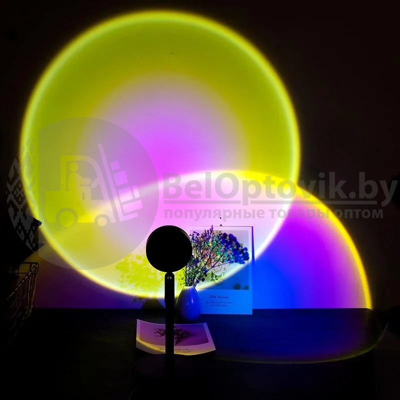 Светодиодный USB светильник с проекцией заката (лампа блогера) Sunset Lamp (4 режима). Цветной светильник - - фото 6 - id-p153787321