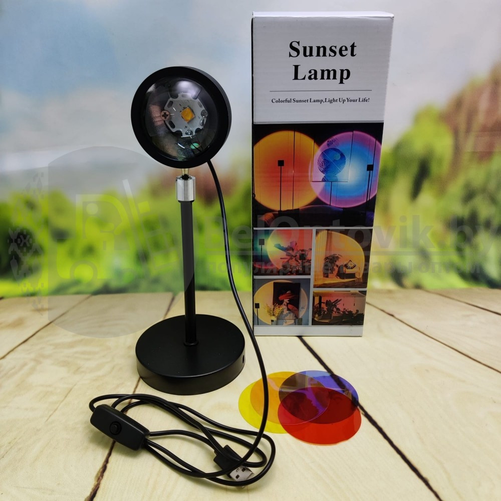 Светодиодный USB светильник с проекцией заката (лампа блогера) Sunset Lamp (4 режима). Цветной светильник - - фото 8 - id-p153787321