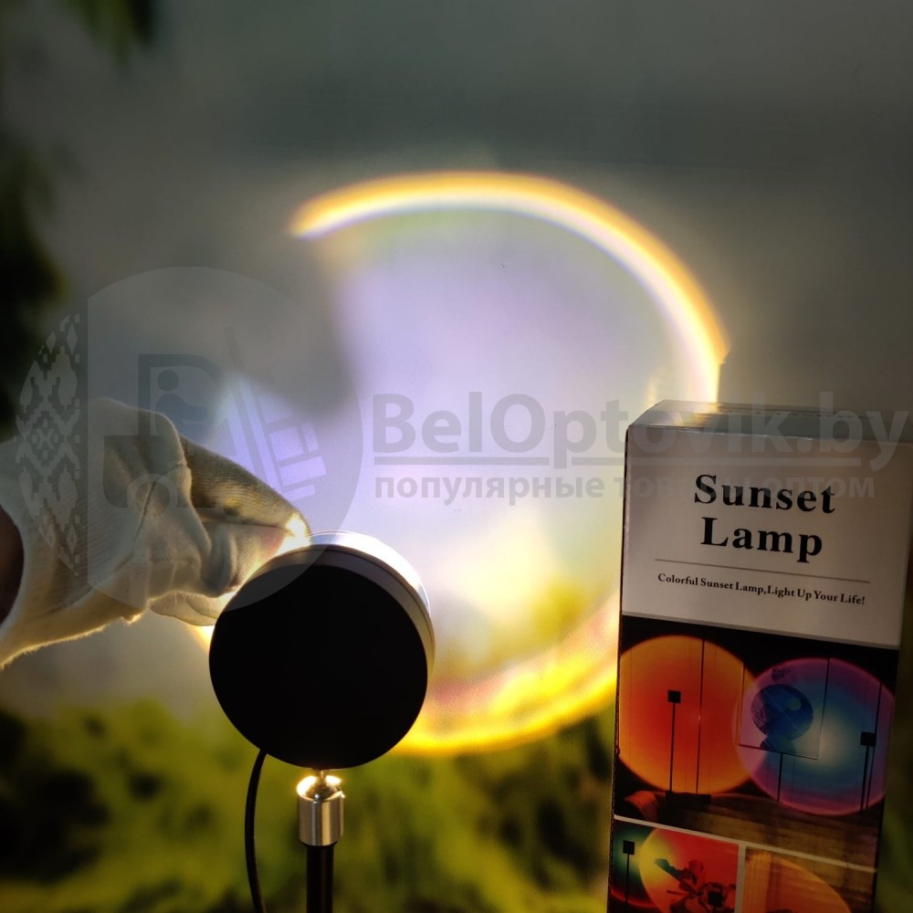 Светодиодный USB светильник с проекцией заката (лампа блогера) Sunset Lamp (4 режима). Цветной светильник - - фото 9 - id-p153787321