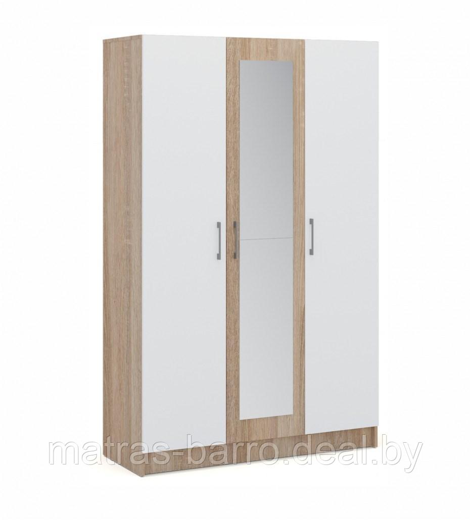 Распашной шкаф Алена 3-дверный дуб сонома/белый - фото 2 - id-p154273759