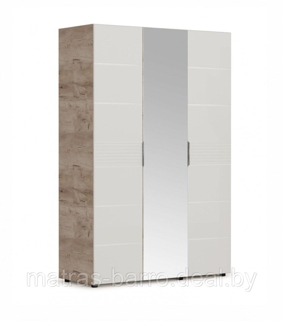 Распашной шкаф Джулия 3дв (ДЗД) с порталом в цвете крафт серый/белый глянец - фото 3 - id-p154273850