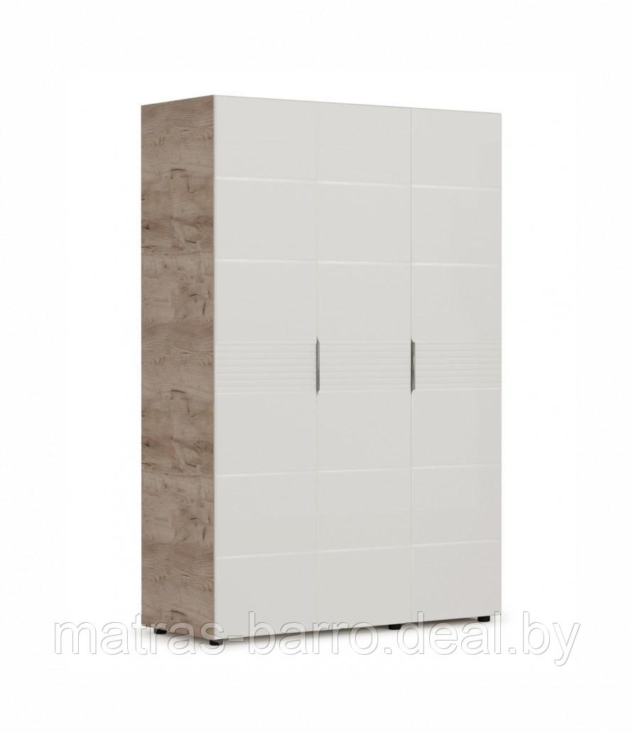 Распашной шкаф Джулия 3дв (ДДД) Крафт серый/белый глянец - фото 1 - id-p154273857