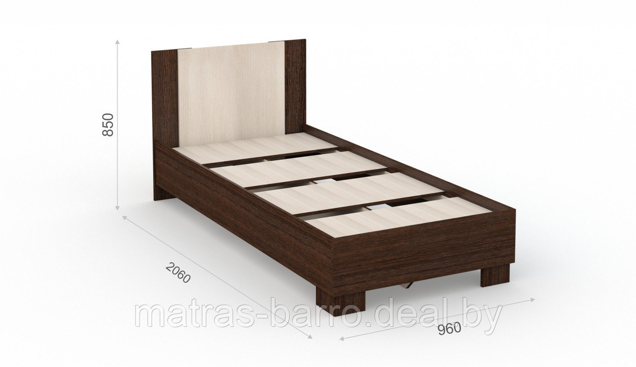 Кровать односпальная Империал Аврора 90х200 см с основанием венге/дуб молочный - фото 2 - id-p154273881