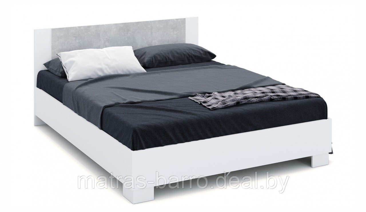 Кровать полуторная Аврора с основанием 120х200 белый/ателье светлый - фото 1 - id-p154273883