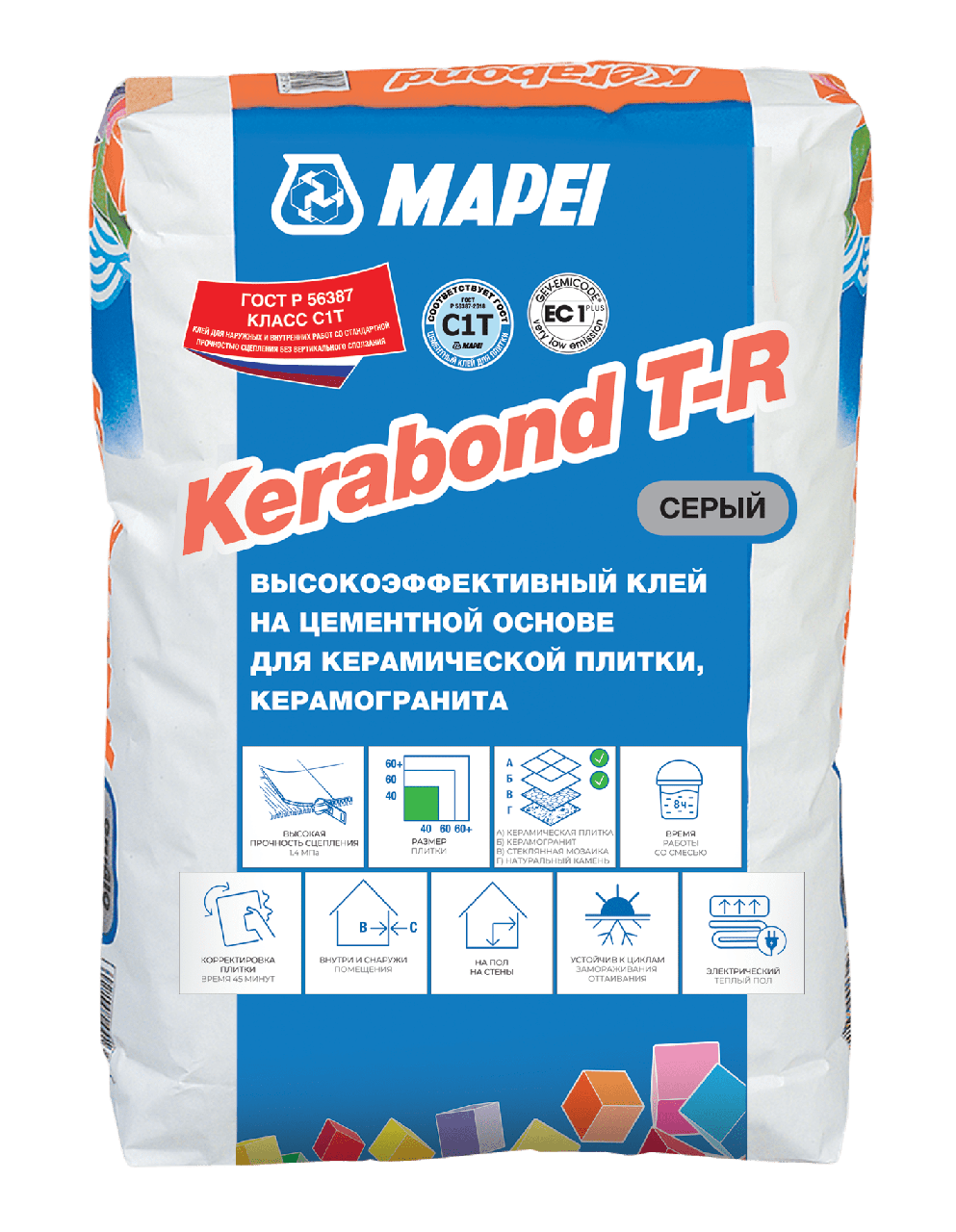 Клей для плитки MAPEI KERABOND T-R белый, 25 кг.