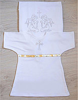 Т-052 АРГО Комплект для крещения, р.62 Белый/Экрю (пеленка и рубашка), крестильная рубашка, крестильный набор