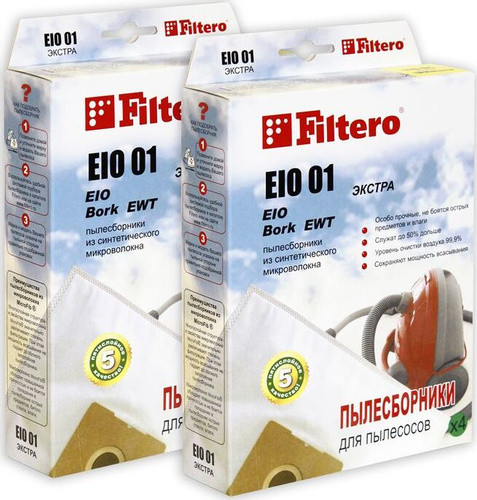 Комплект синтетических пылесборников (4 шт) Filtero EIO 01 (4) ЭКСТРА, для пылесосов EIO, THOMAS - фото 1 - id-p154305864