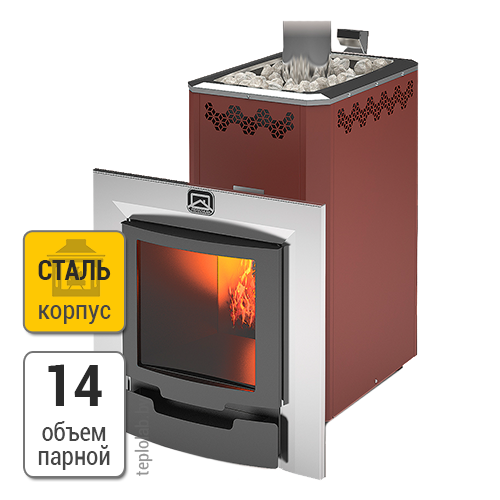 Теплодар Кузбасс Оптима-14ТК Панорама (2018) печь банная стальная (без двери)