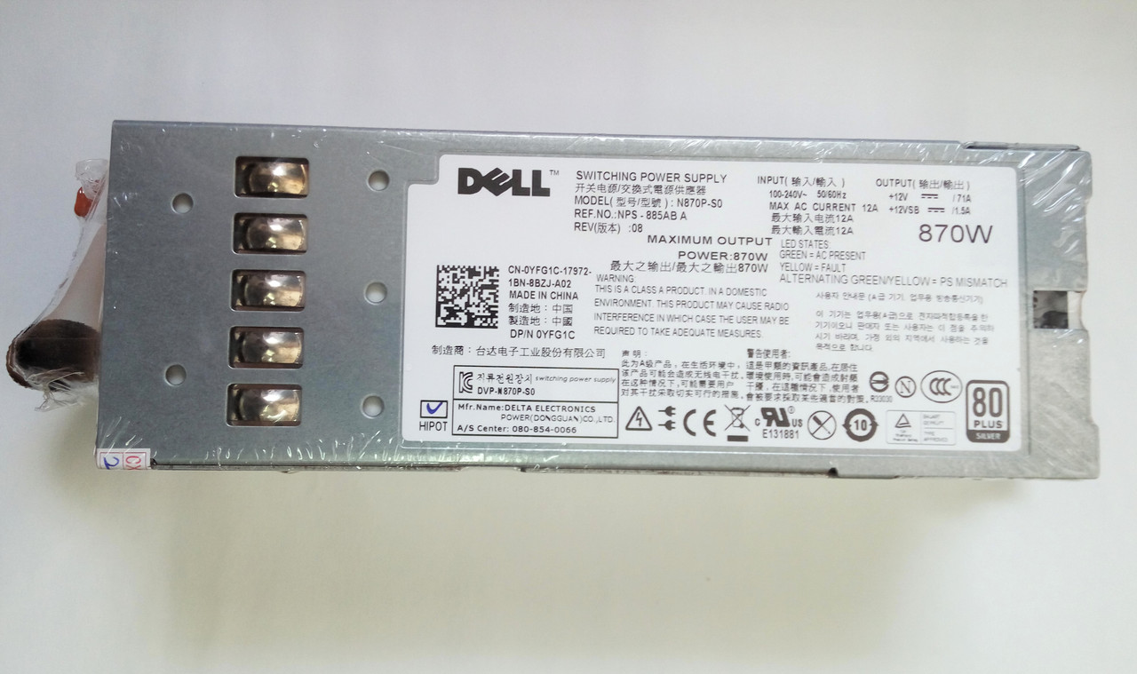 Блок питания Dell N870P-S0 870W Hot Swap DPN PT164 / YFG1C / VT6G4 / 7NVX8 / D263K / 3257W / FU096 / C378K - фото 1 - id-p66225982