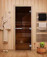 Двери для бани стеклянные DoorWood Эталон, размер коробки 70*190 см, стекло толщина 10 мм, цвет Бронза