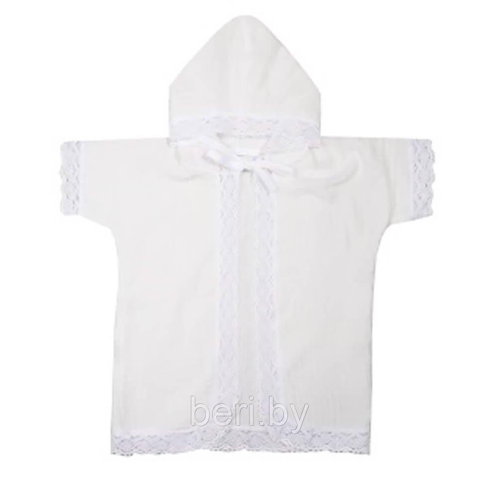 505 Крестильная рубашечка с капюшоном "Babyedel" р.48/74 (муслин) молочный, BAMBOLA