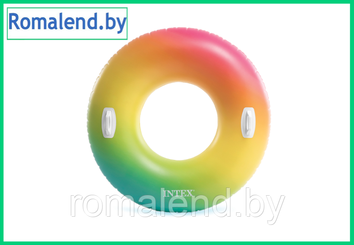 Надувной круг с ручками Intex "Цветной вихрь", диаметр 122 см, арт.58202EU