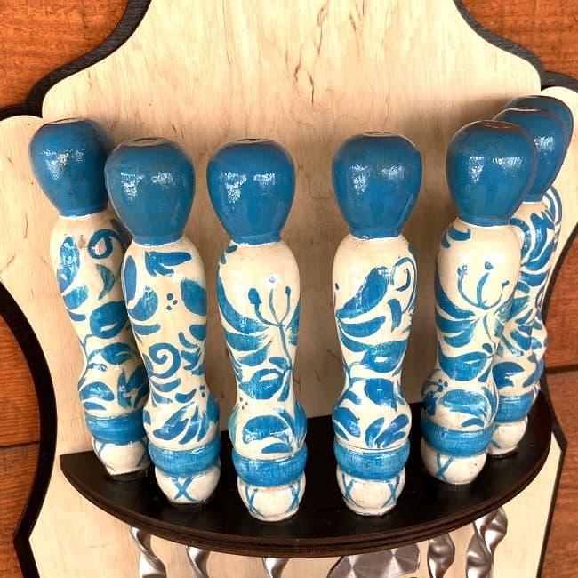 Набор шампуров на подставке «Гжель» + нож для снятия мяса - фото 4 - id-p154350330