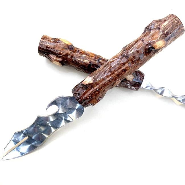 Нож-вилка для снятия мяса 6 в 1 «Пенек» с деревянной ручкой - фото 1 - id-p154350340