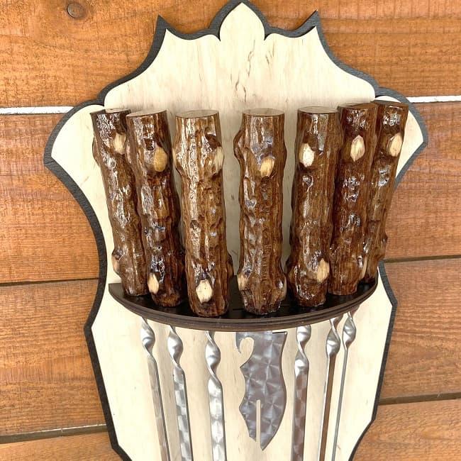 Набор шампуров на подставке «Пенек» + нож для снятия мяса - фото 2 - id-p154350344
