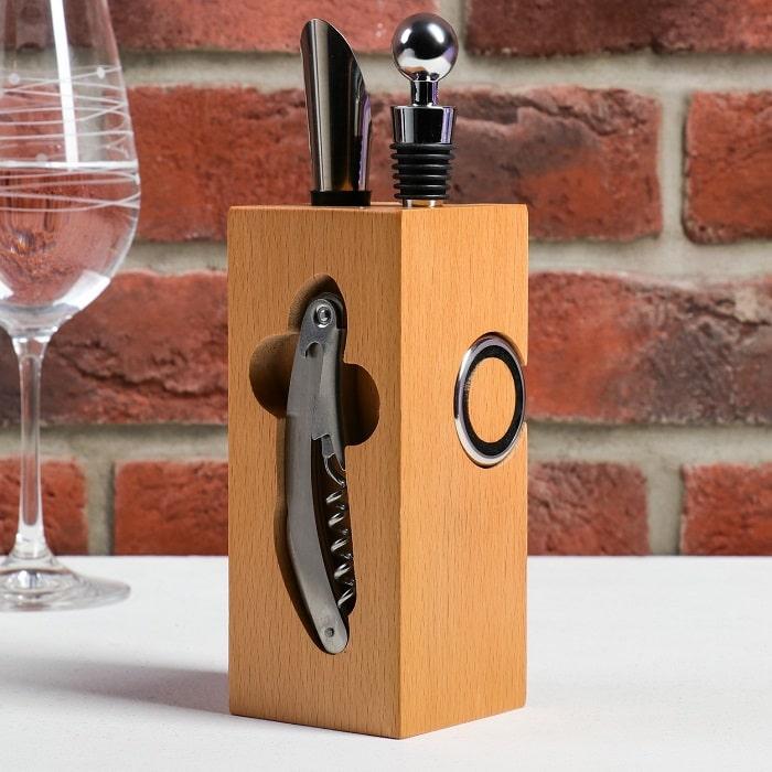 Набор для вина на деревянной подставке «Люблю вино» - фото 2 - id-p154350354