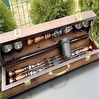 Набор для шашлыка в деревянном чемодане «VIP» 10 предметов