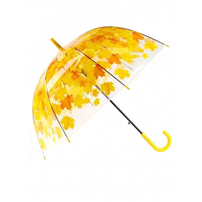 Зонт-трость полуавтомат «Листопад» желтый - фото 1 - id-p154350512