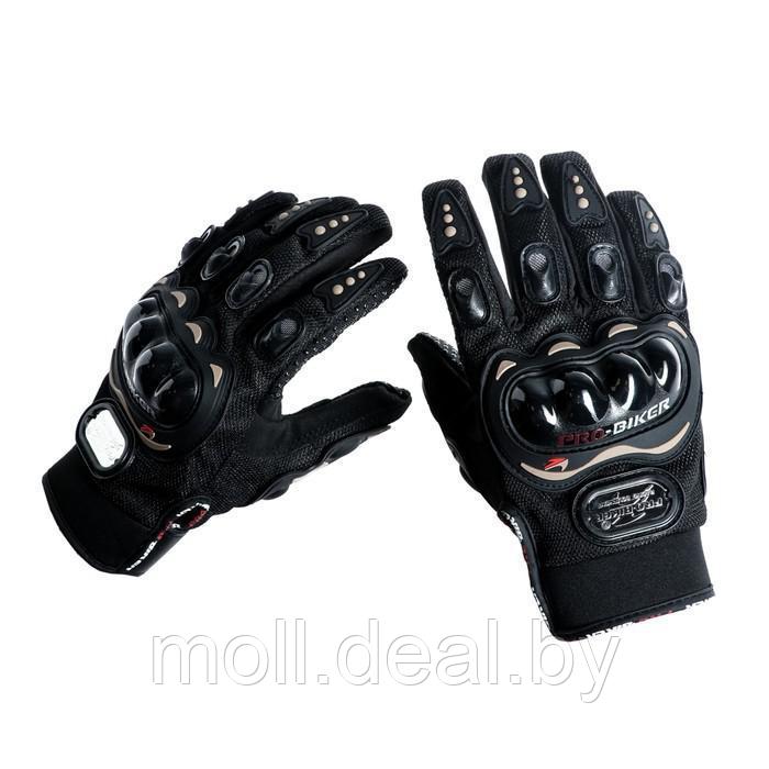 Перчатки для езды на мототехнике, с защитными вставками, пара, размер L, черные - фото 1 - id-p153599330