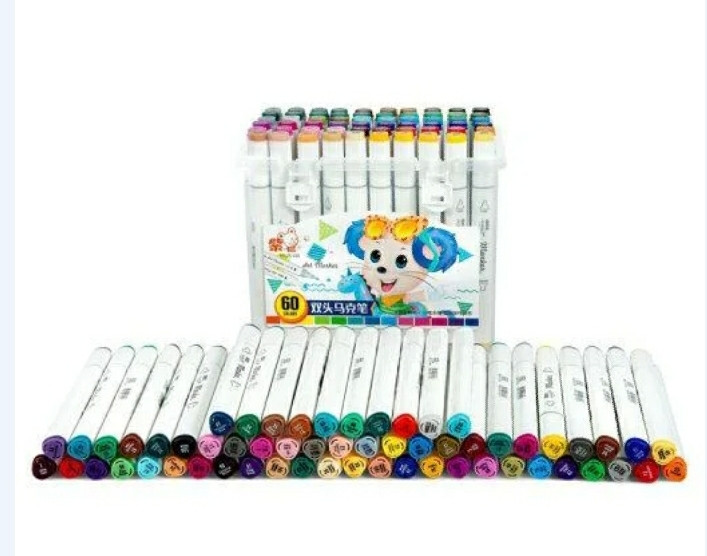 Скетч маркеры. Набор двусторонних маркеров для скетчинга, 60 цветов в пластиковом кейсе - фото 2 - id-p154413144