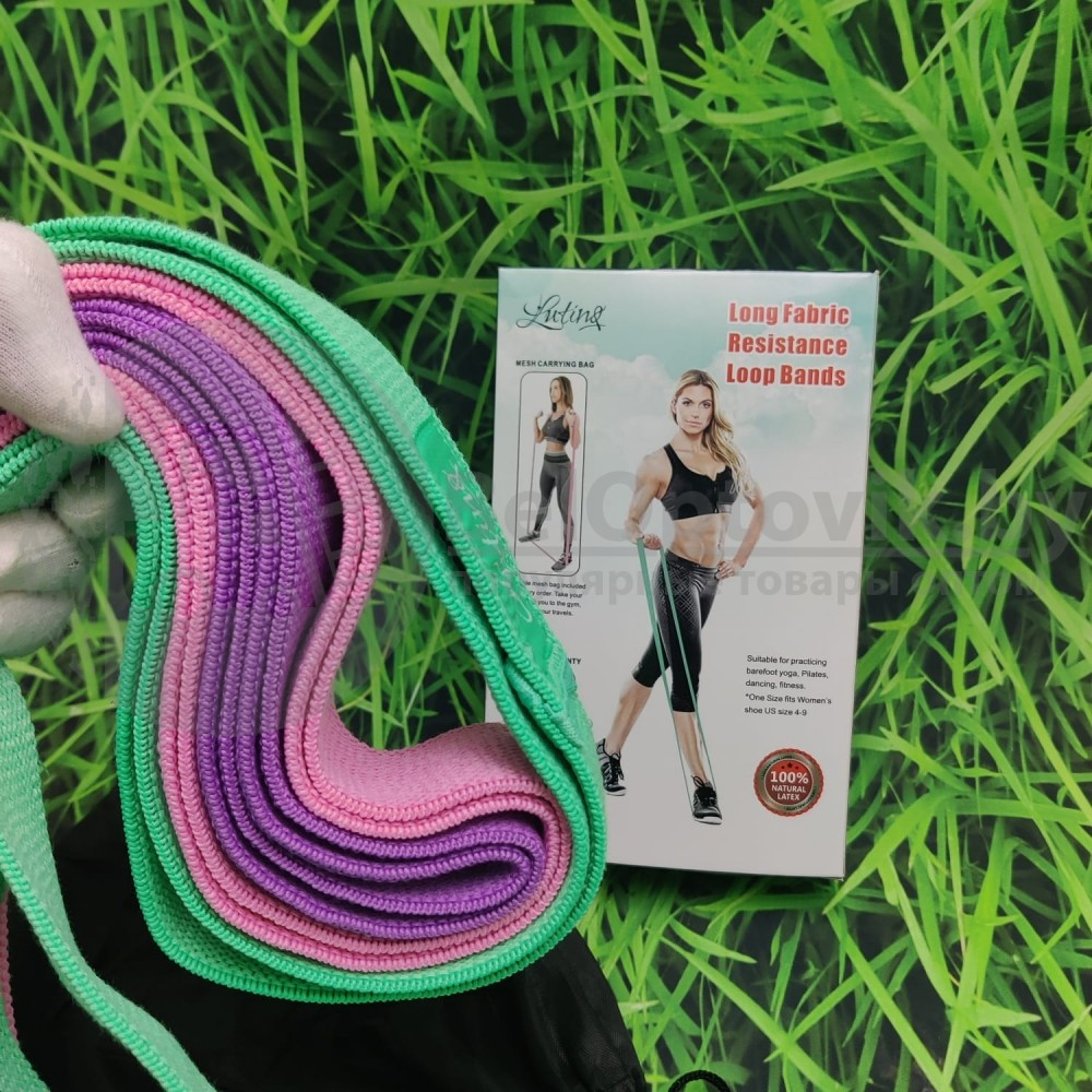 Набор тканевых экспандеров для фитнеса LONG FABRIC RESISTANCE LOOP BANDS 184х4 см 3 штуки чехол для хранения - фото 5 - id-p154413236