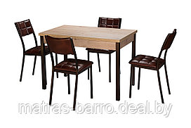 Обеденная группа: стол Денвер М65 Дуб Эврика+стулья Дункан Мустанг Браун