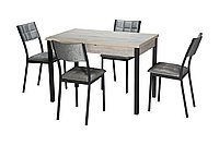Обеденная группа: стол Денвер М65 дуб Наоми+ стулья Дункан графит/экокожа Бенгал серый