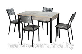 Обеденная группа: стол Денвер М65 дуб Наоми+ стулья Дункан графит/экокожа Бенгал серый