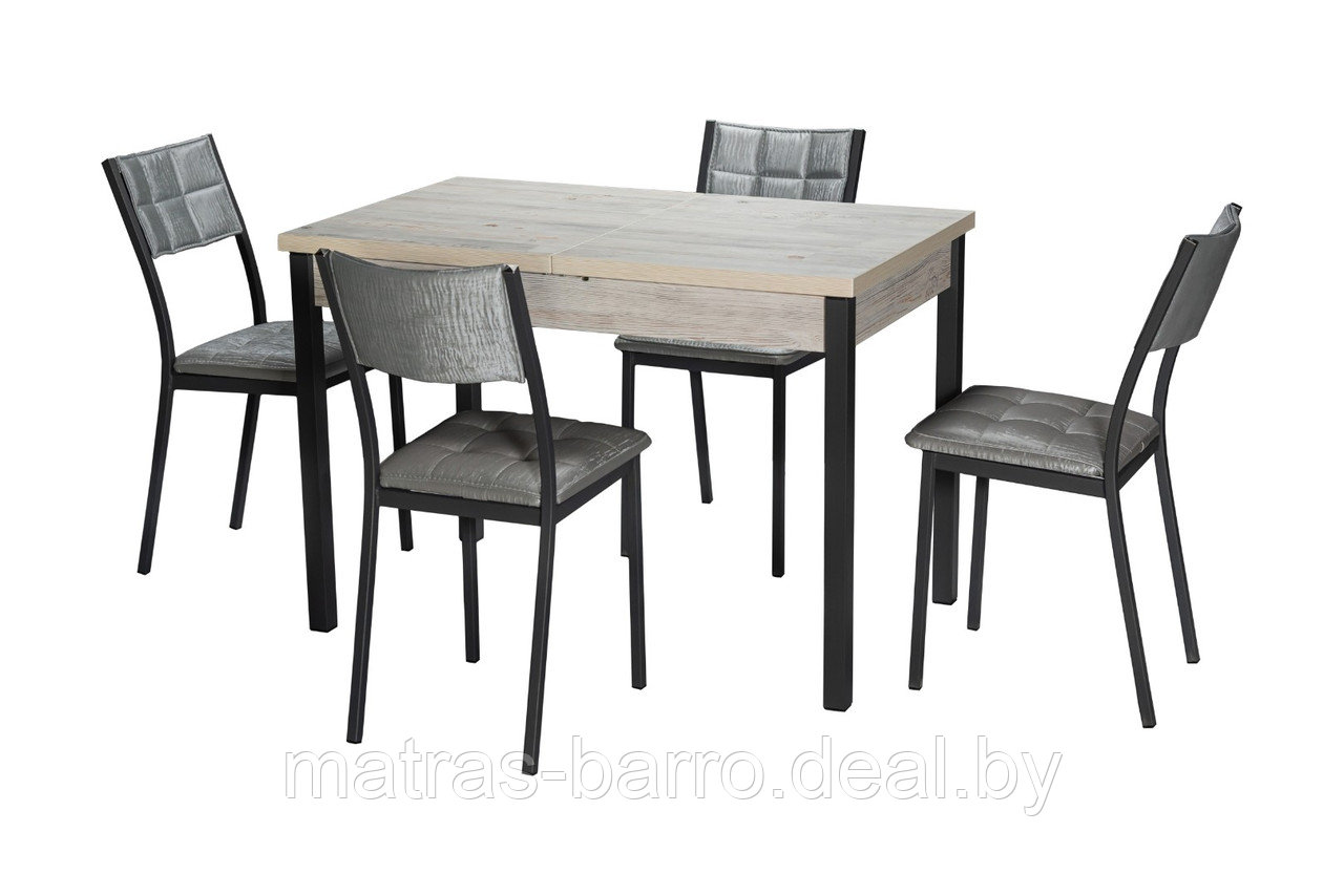 Обеденная группа: стол Денвер М65 дуб Наоми+ стулья Дункан графит/экокожа Бенгал серый - фото 1 - id-p154414220