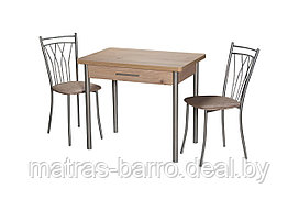 Обеденная группа: стол кухонный М20 дуб эврика+стулья Премьер серебро/экокожа бенгал беж