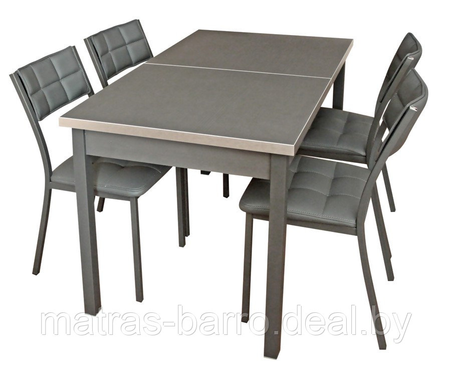 Обеденная группа: стол Денвер М65 графит со стульями Дункан графит/тёмно-серый - фото 1 - id-p154414246