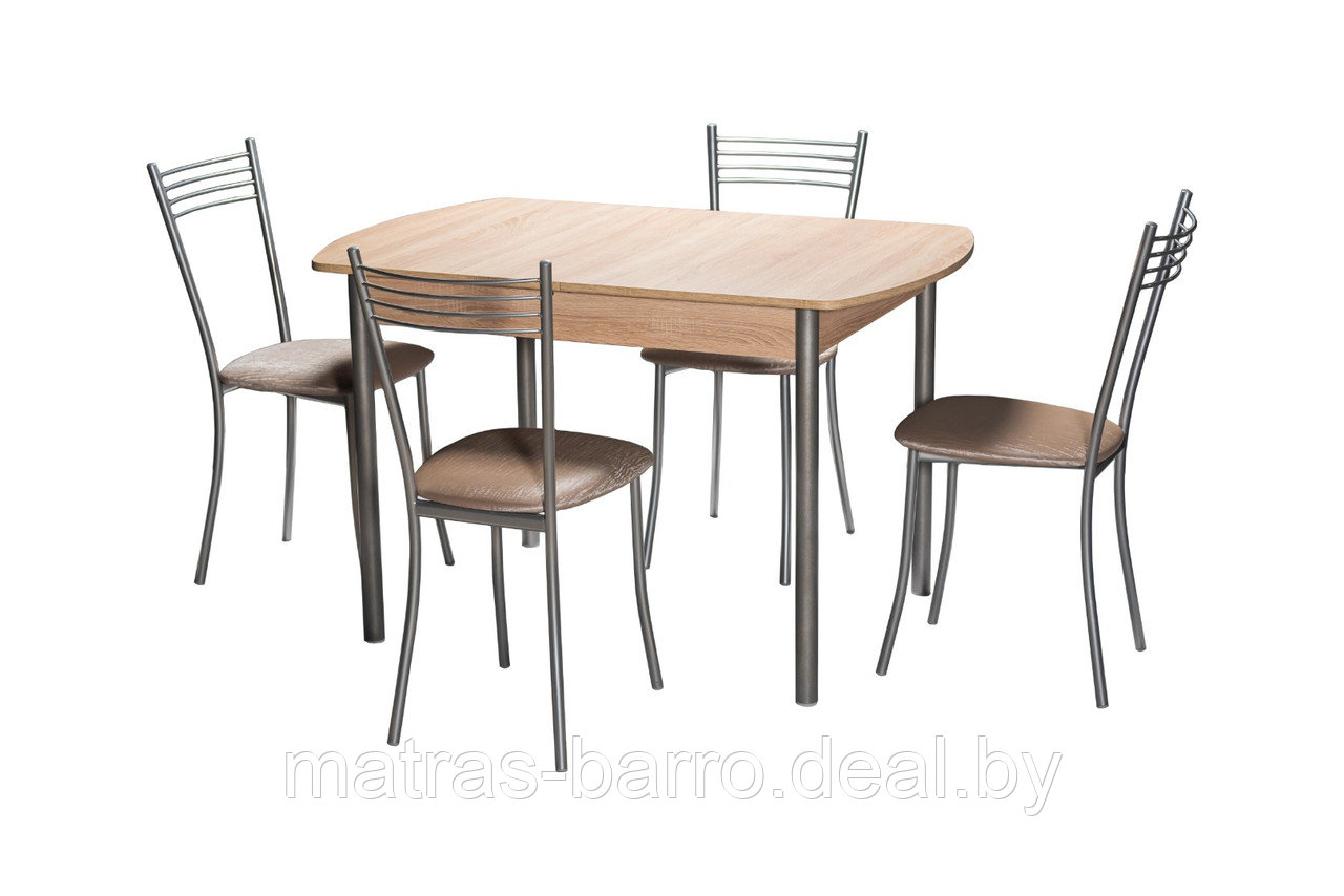Обеденная группа: стол М3 Дуб Сонома + стулья Хлоя бенгал бежевый - фото 1 - id-p154414256