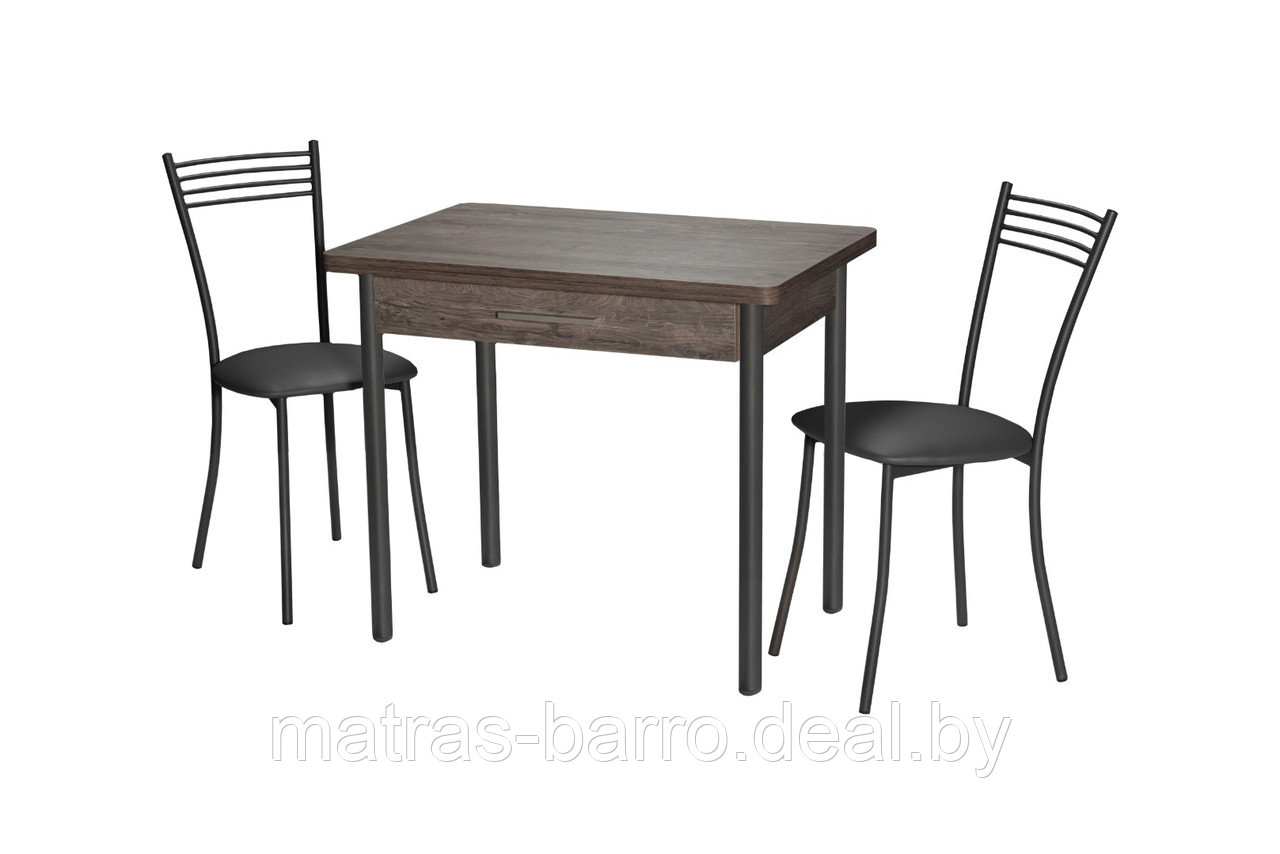 Комплект: Стол М20 Дуб Рошелье со стульями Хлоя графит/серый