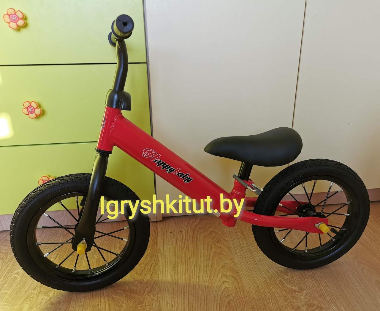 Детский беговел Happy Baby , арт S-08 , лёгкий, надувные колеса цвет: красный, фото 1