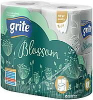 Бумага туалетная, трехслойная, белая, без аромата, «Grite Blossom 4» (4рул./уп. )