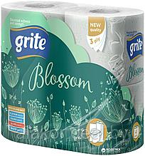 Бумага туалетная, трехслойная, белая, без аромата, «Grite Blossom 4» (4рул./уп. )